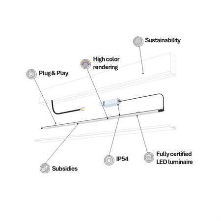 Welight 6W LED REFIT SET for 18W T8 3000K On/Off 18W 24V